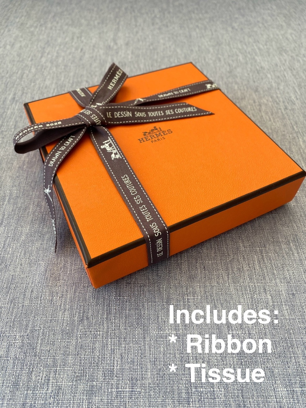 Authentic Hermès | Orange Box with Tissue Ribbon Gift Decoration Storage